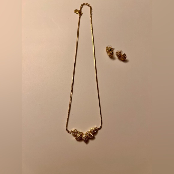 Christian Dior Herringbone Chain Rhinestone-embellished Necklace & Earrings - Picture 1 of 15